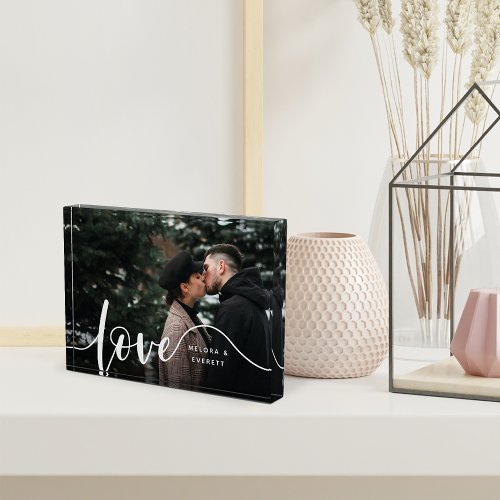 Love Script Overlay Couples Personalized Photo Block