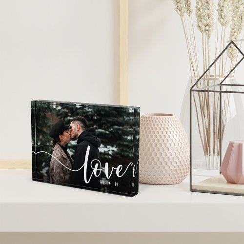 Love Script Overlay Couples Personalized Photo Block