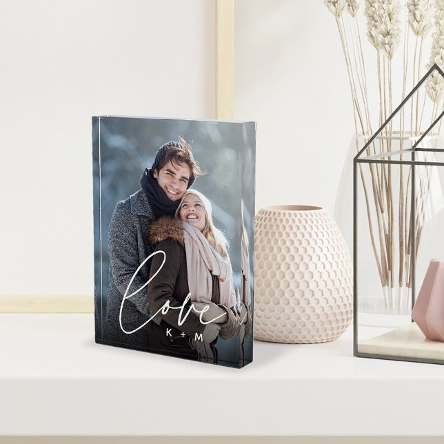 Love Script Overlay Personalized Couples Photo Block (Creator Uploaded)