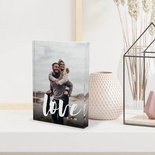 Love Script Overlay Personalized Couples Photo Block
