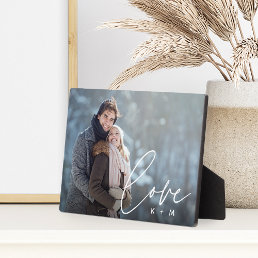Love Script Overlay Personalized Couples Photo Plaque