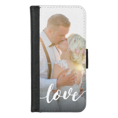 Love Script Overlay Photo iPhone 87 Wallet Case