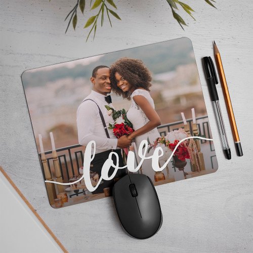 Love Script Overlay Photo Mouse Pad