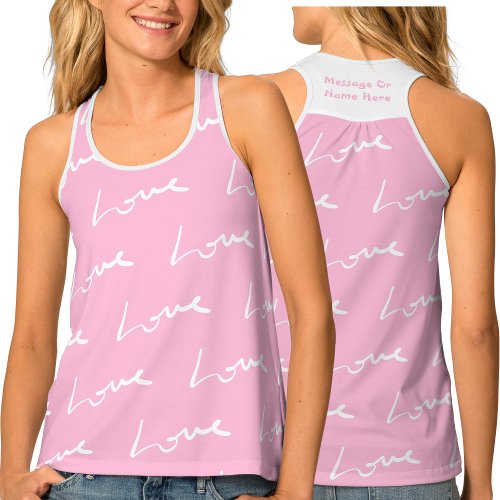 Love Script Pattern  Pastel Cotton Candy Pink Tank Top