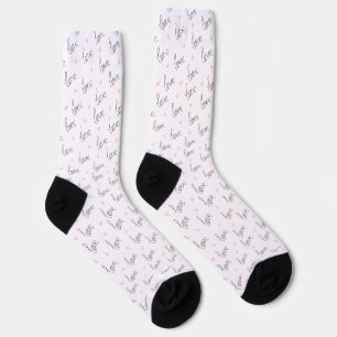 "Love" Script Pattern Socks