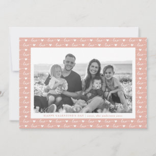 Love Script Pattern Valentine's Day Photo Holiday Card