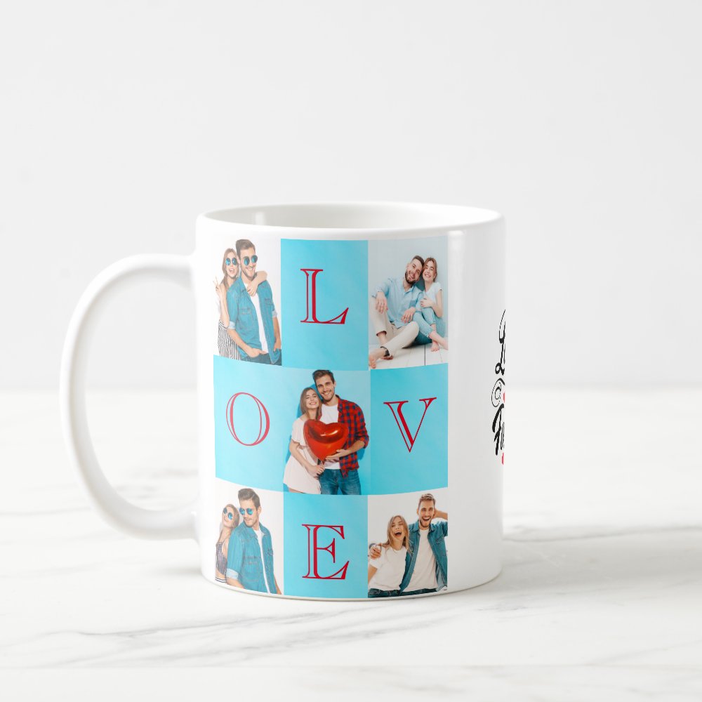 Discover Love Script Personalized Couple Custom Upload Photo Coffee Mug