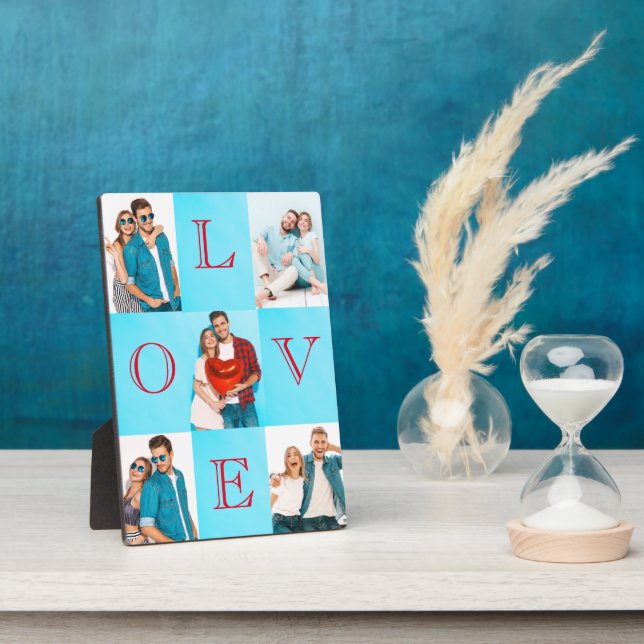 Love Script Personalized Couple Photos Plaque (Side)