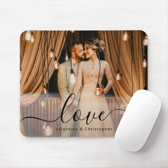 Love Script Personalized Family or Couple Photo  Mouse Pad (With Mouse)