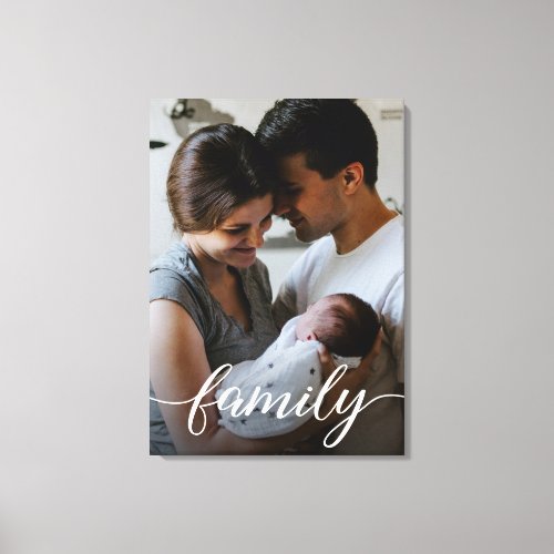 Love Script Personalized Family Photo Canvas
