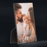 Love Script Personalized Family Photo Plaque<br><div class="desc">Using a beautiful and modern script for the word "Love",  this family love photo can be easily personalized with your own favorite family photo. An elegant photo plaque easel to be cherished and displayed,  a modern photo frame option.</div>