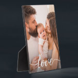 Love Script Personalized Family Photo Plaque<br><div class="desc">Using a beautiful and modern script for the word "Love",  this family love photo can be easily personalized with your own favorite family photo. An elegant photo plaque easel to be cherished and displayed,  a modern photo frame option.</div>