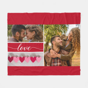 "Love" Script Personalized Photo Collage Fleece Bl Blanket