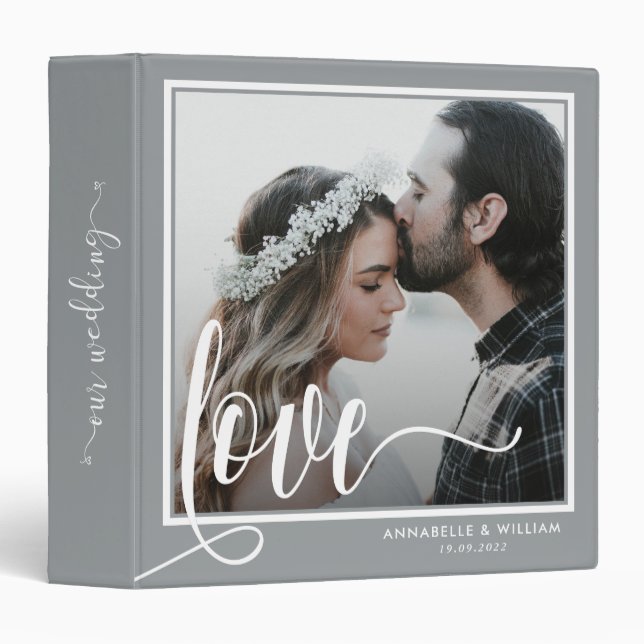 Love Script Photo Wedding Album 3 Ring Binder (Front/Spine)