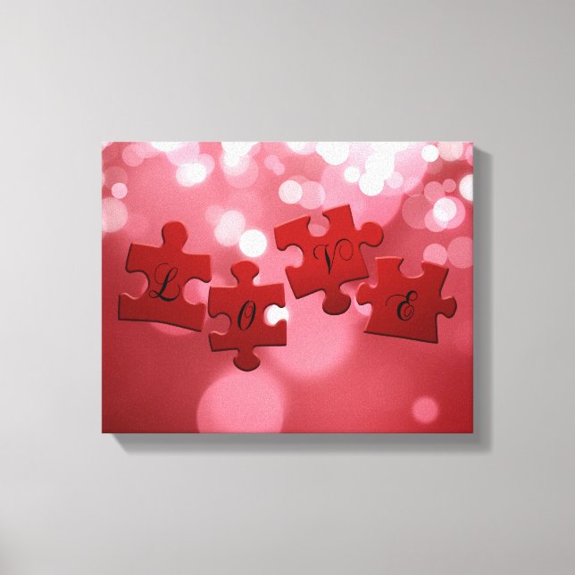 Love Script Puzzle Pieces Canvas Print (Front)