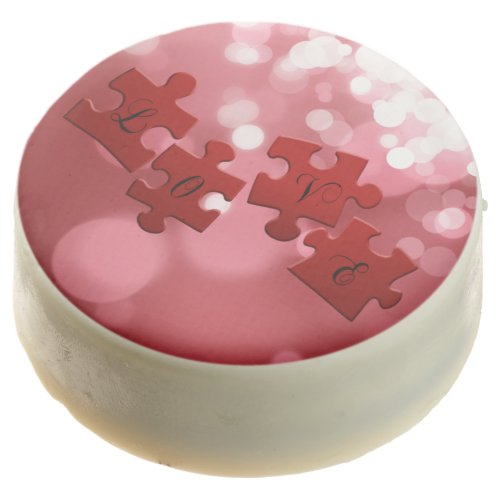 Love Script Puzzle Pieces Chocolate Dipped Oreo