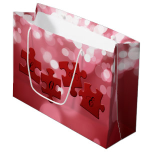Love Script Puzzle Pieces Large Gift Bag