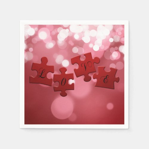 Love Script Puzzle Pieces Paper Napkins