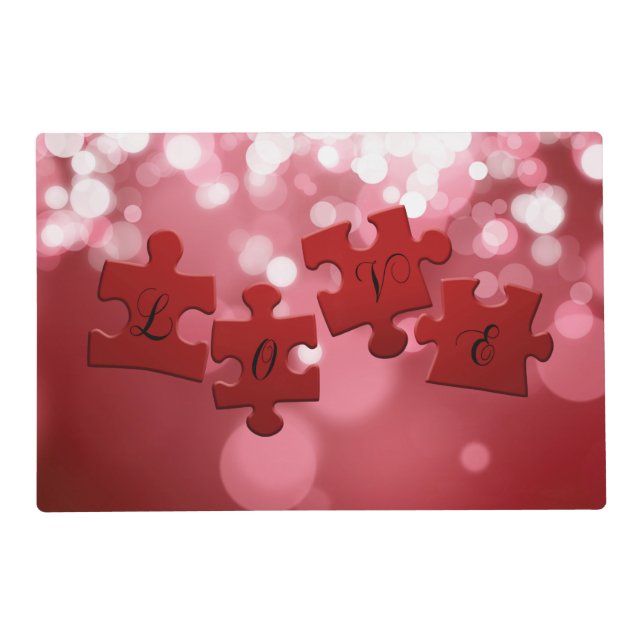 Love Script Puzzle Pieces Placemat (Front)