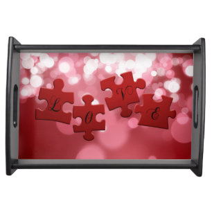 Love Script Puzzle Pieces Serving Tray