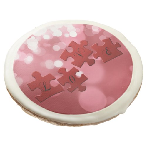 Love Script Puzzle Pieces Sugar Cookie
