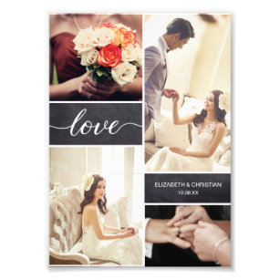 Love Script Rustic Wedding Photo Collage