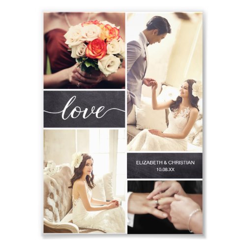 Love Script Rustic Wedding Photo Collage