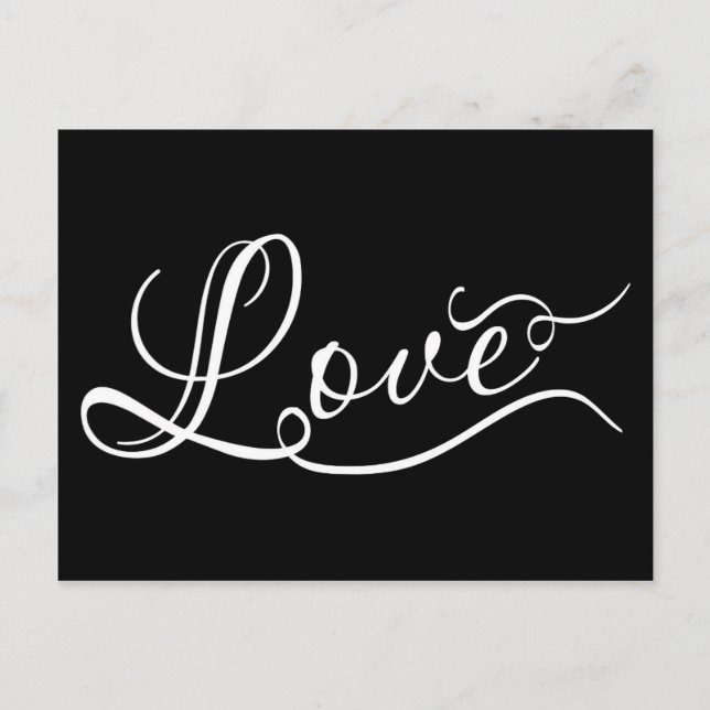 LOVE Script Typography black elegant chic Postcard (Front)