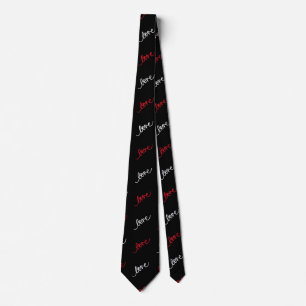 Love Script Typography Elegant Valentine Neck Tie
