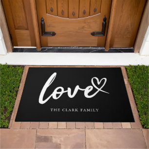 "Love" Script Typography Personalized Doormat