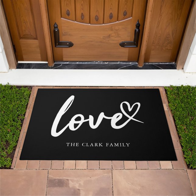 "Love" Script Typography Personalized Doormat (Outdoor)
