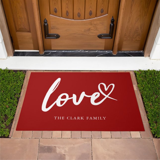 "Love" Script Typography Personalized Doormat (Outdoor)