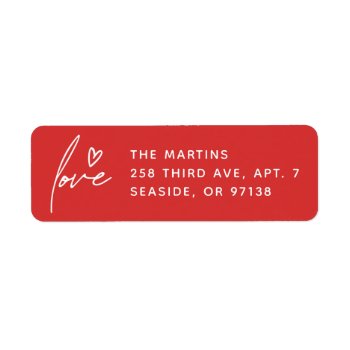 Love Script Valentine's Day Mailing Label - Red by AmberBarkley at Zazzle