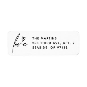 Love Script Valentine's Day Mailing Label - White