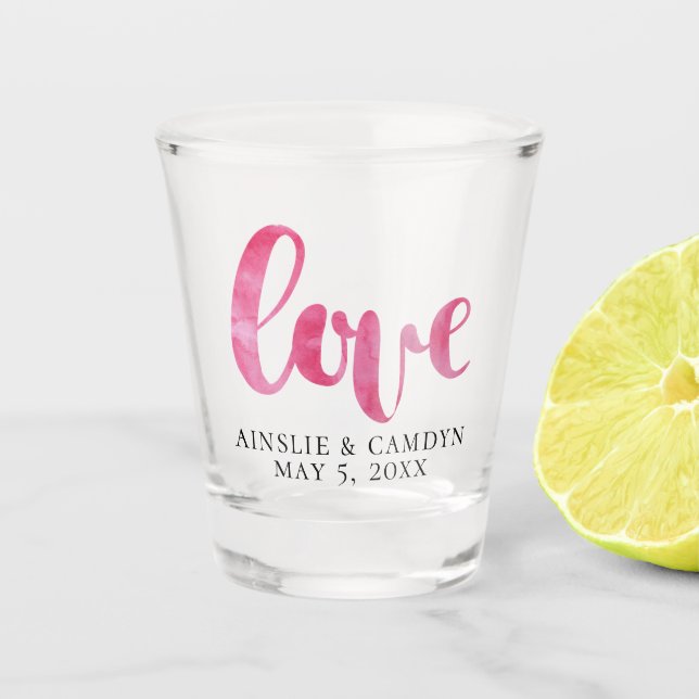 Love Script Wedding Favor Shot Glass (Front)