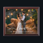 Love Script Wedding Photo Mr. and Mrs. Plaque<br><div class="desc">Love Elegant Script Mr. and Mrs. Wedding Photo Plaque</div>