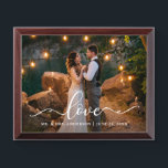 Love Script Wedding Photo Mr. and Mrs. Plaque<br><div class="desc">Love Elegant Script Mr. and Mrs. Wedding Photo Plaque</div>
