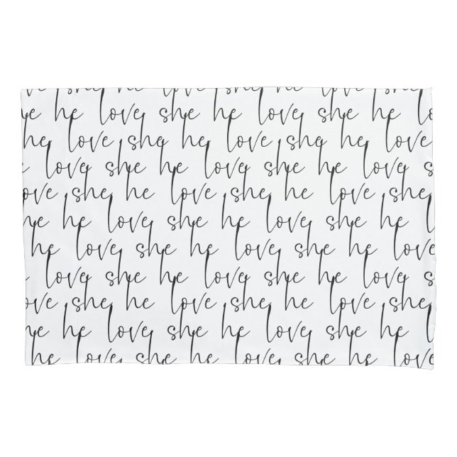 Love Script White Romantic Chic Pillow Case (Front)