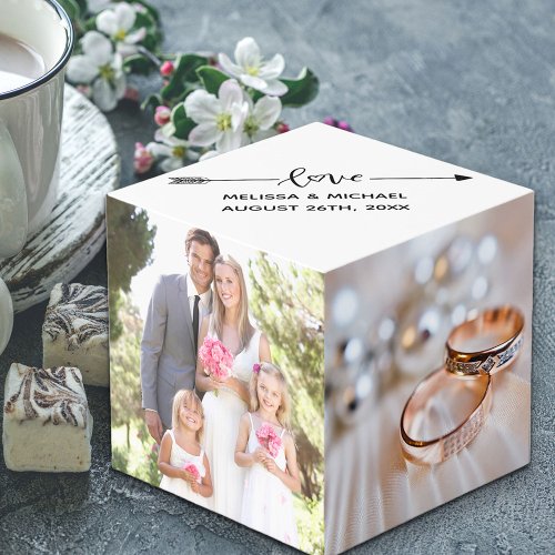 Love Script with Custom Names and Wedding Photos Cube