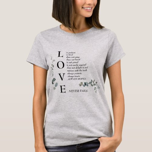 Love Scripture Definition Foliage Sage Text T_Shirt
