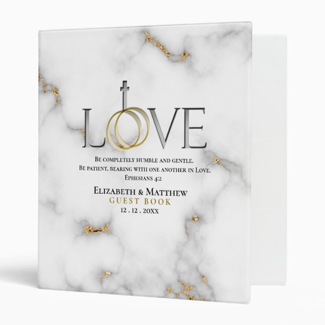 Love Scripture Ephesians 4:2 Wedding Guest Book 3 Ring Binder (Front/Inside)
