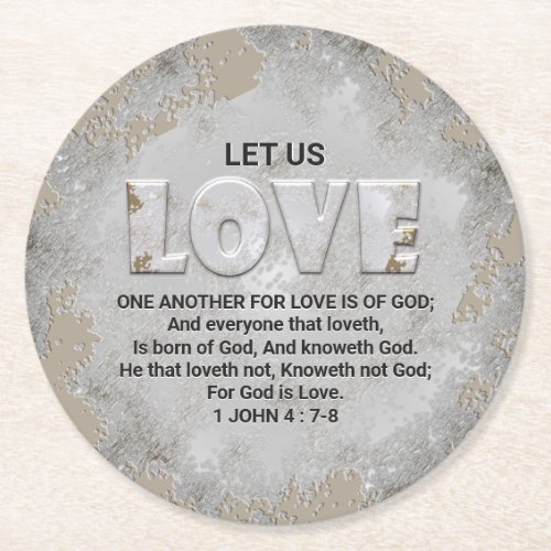 Love Scripture Round Paper Coaster