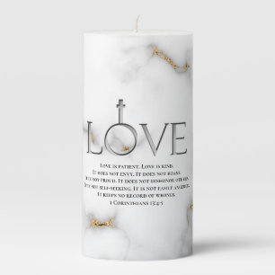 Love Scripture Verse 1Corinthians 13:4-5 Pillar Candle