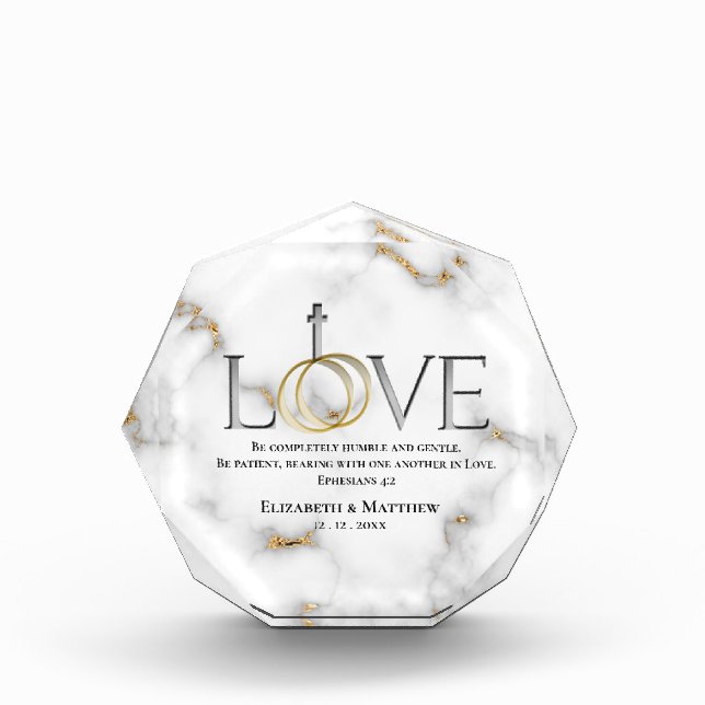 Love Scripture Verse Ephesians 4:2 Wedding Acrylic Award (Front)