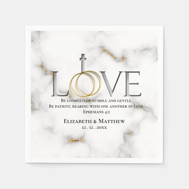 Love Scripture Verse Ephesians 4:2 Wedding Napkins (Front)