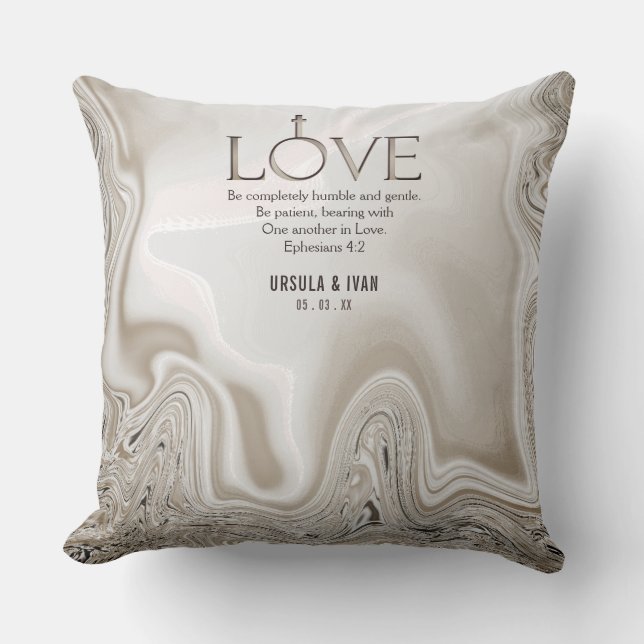 Love Scripture Verse Ephesians 4:2 Wedding Throw Pillow (Front)