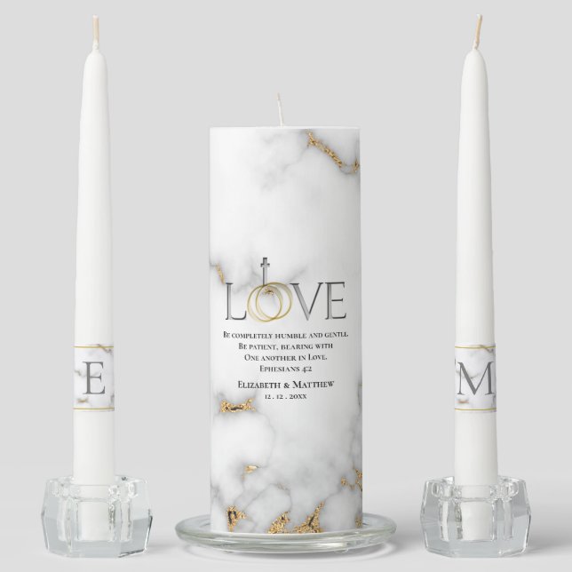 Love Scripture Verse Ephesians 4:2 Wedding Unity Candle Set (Front)