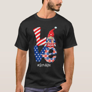 Love Scrub Life Nurse Stethoscope Patriotic 4th Of T-Shirt