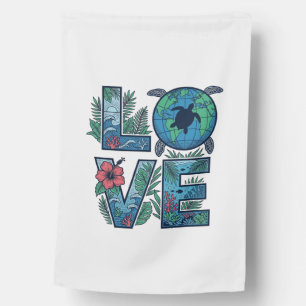 Love Sea Turtle Earth Tropical House Flag