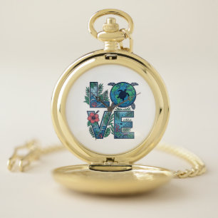 Love Sea Turtle Earth Tropical Pocket Watch